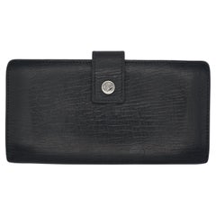 GUCCI Classic Long Black Leather Continental Wallet Purse Cash Card Hand Bag