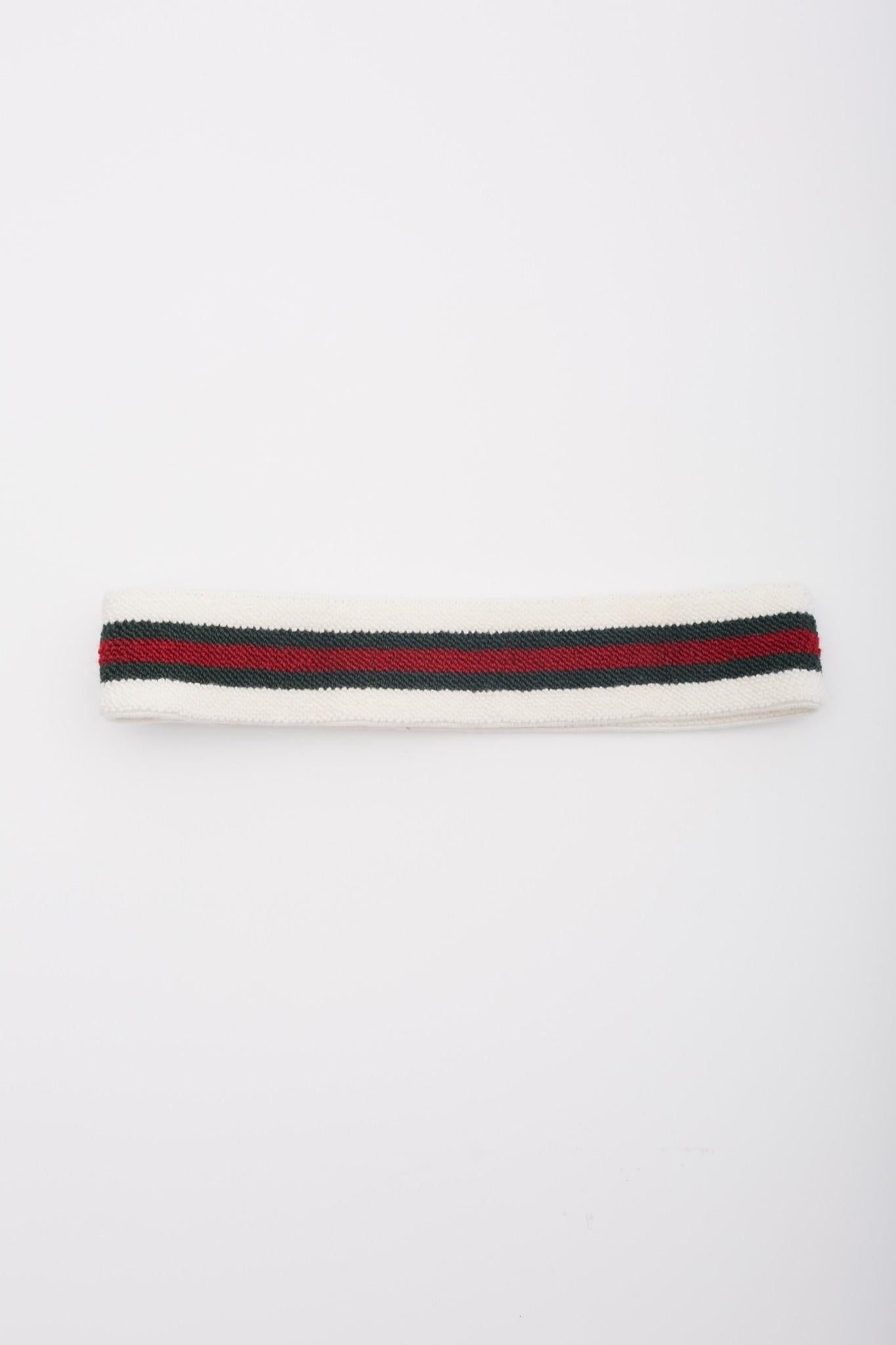 Gray Gucci Classic Web White Elastic Headband For Sale