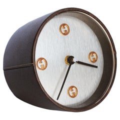 Gucci Clock Pigskin Leather GG Logo Home Decor Interior Design Rare Vintage 