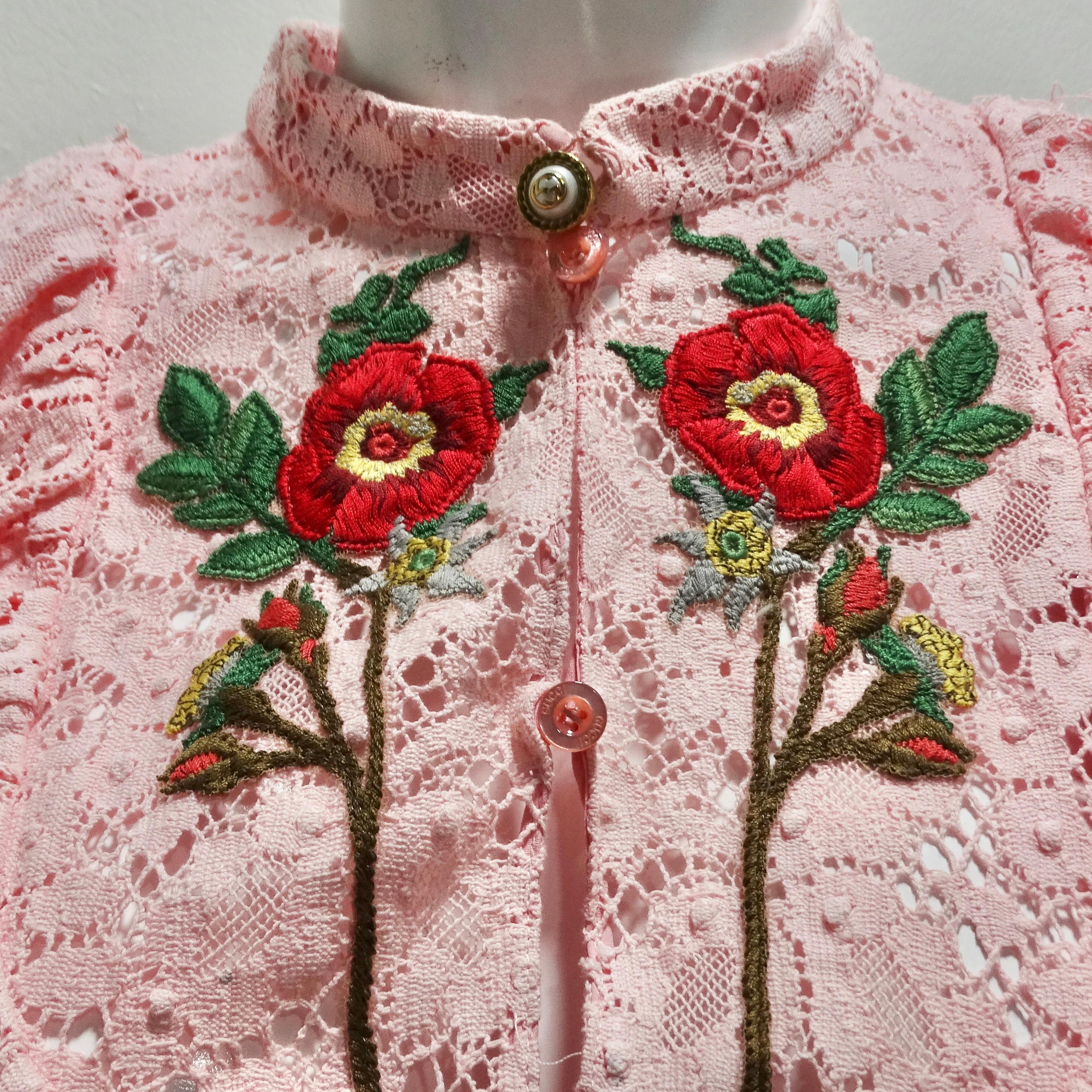Gucci Cluny Lace Dress in Rose In Excellent Condition In Scottsdale, AZ