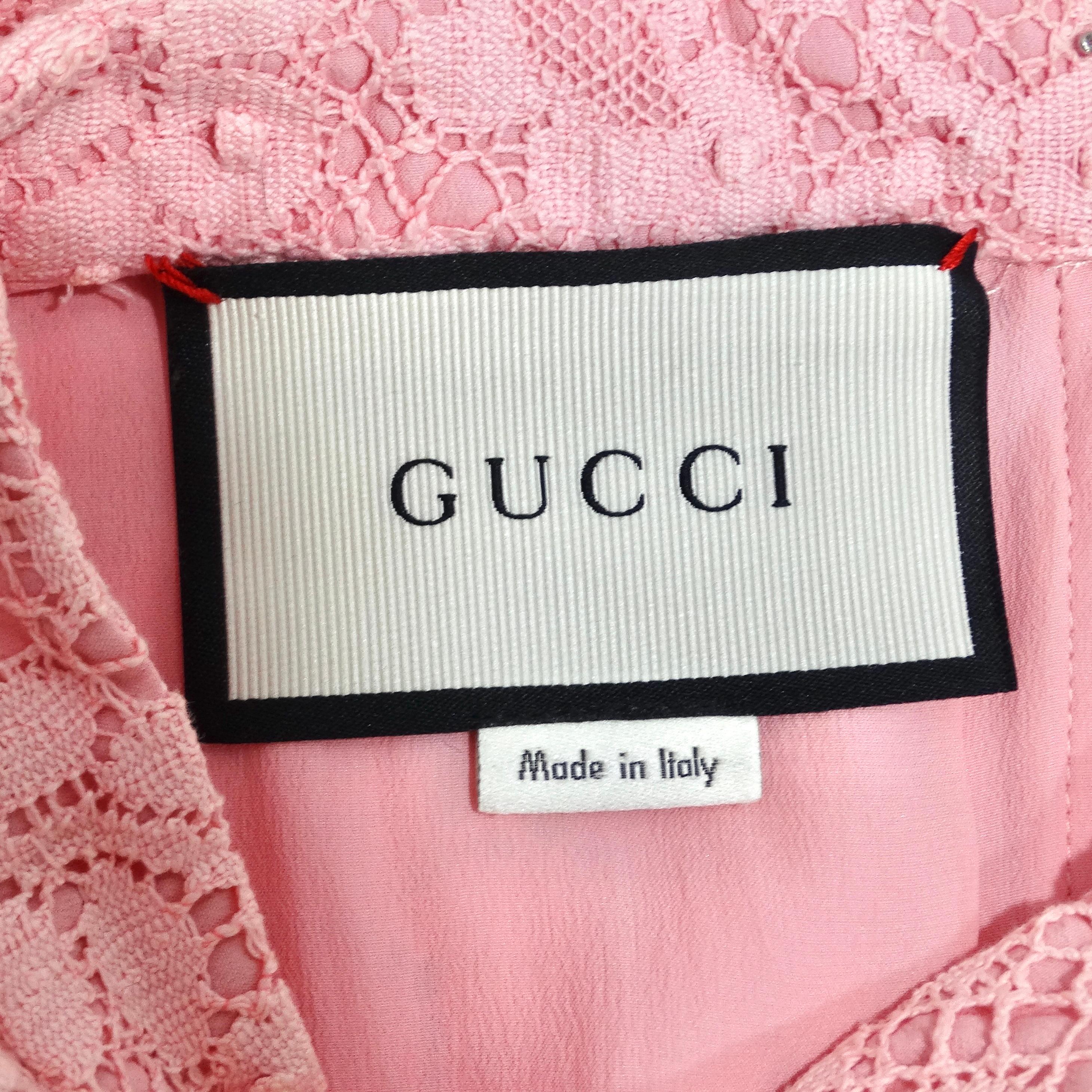 Gucci Cluny Lace Dress in Rose 5