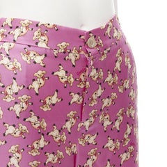 GUCCI CNY 2019 100% silk pink piggy print cropped pajama shorts IT36 XS rare