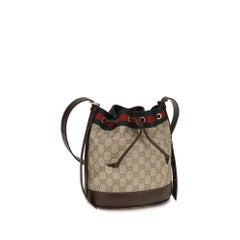 Gucci Coated Canvas with Web Stripe Bucket Bag — Beige