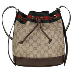 Gucci Coated Canvas with Web Stripe Bucket Bag — Beige