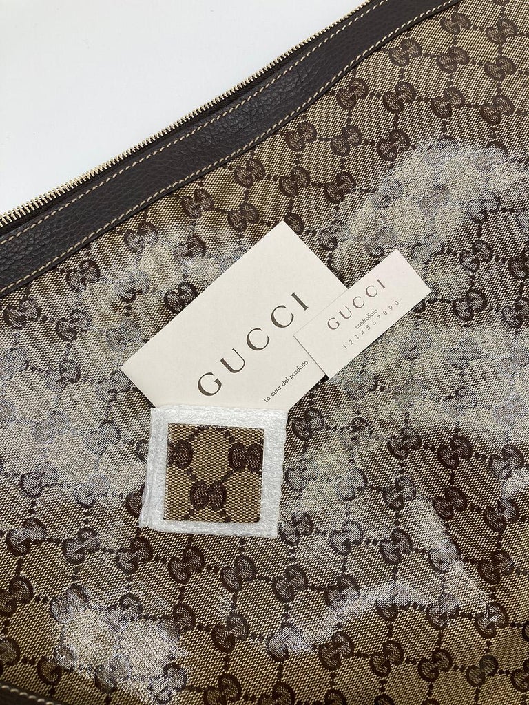 Gucci Coated Monogram Canvas Large Travel Tote Shoulder Bag For Sale 6