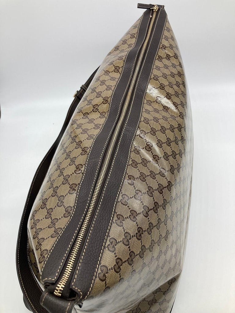 Gucci Coated Monogram Canvas Large Travel Tote Shoulder Bag For Sale 2