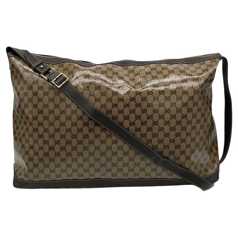 Gucci Coated Monogram Canvas Large Travel Tote Shoulder Bag For Sale