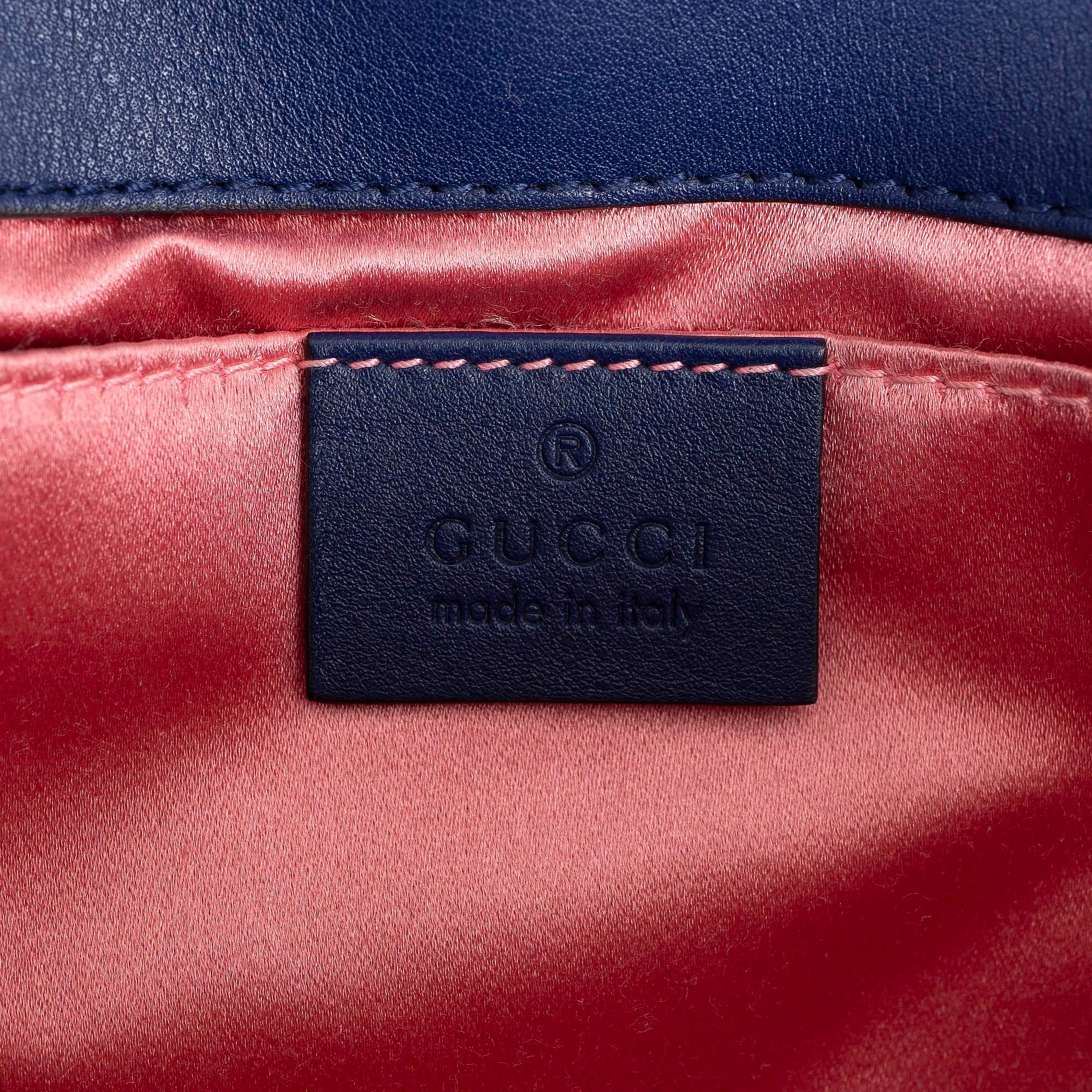GUCCI Cobalt blue GG MARMONT MINI MATELASSE VELVET Shoulder Bag 1