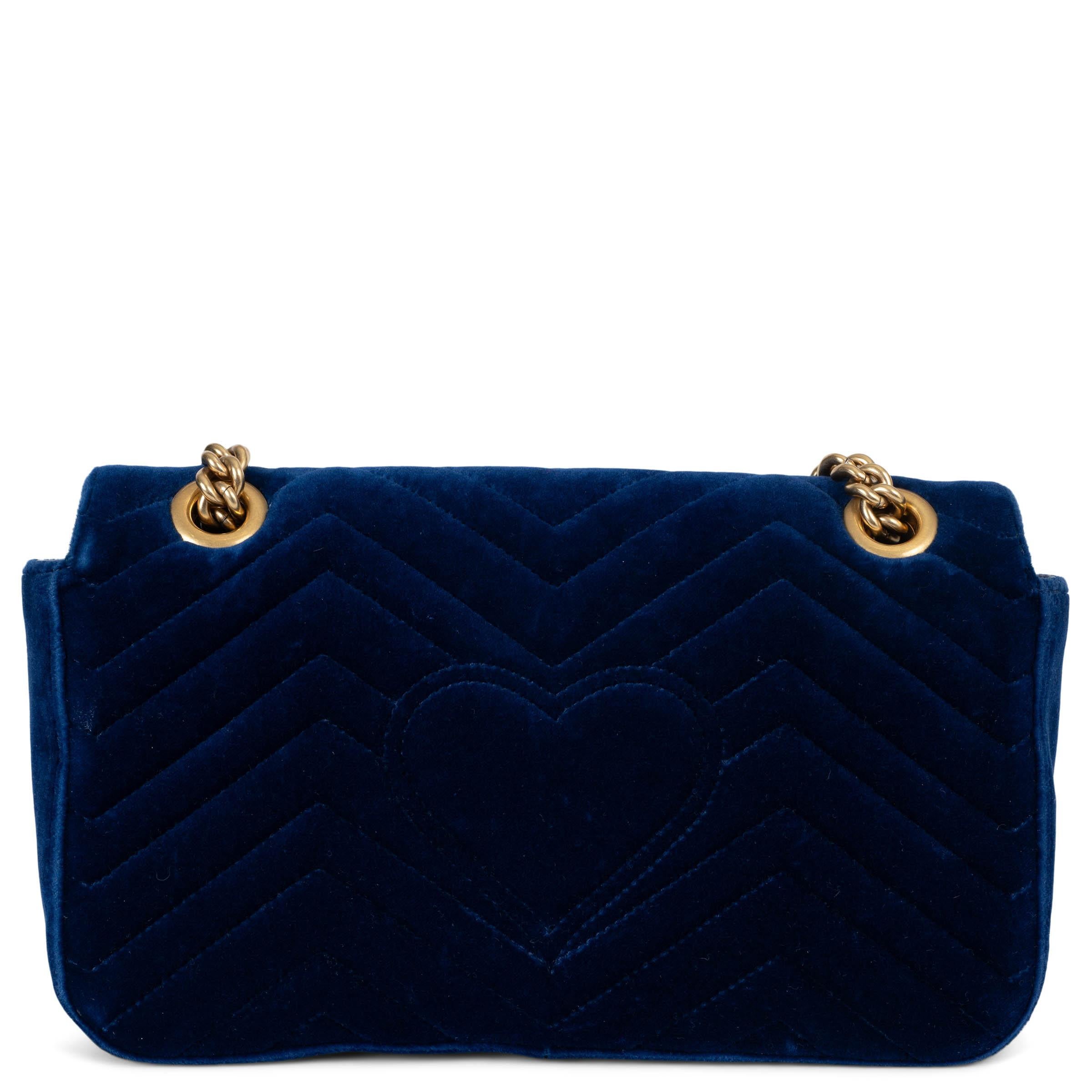 Blue GUCCI Cobalt blue GG MARMONT SMALL MATELASSE VELVET Shoulder Bag For Sale