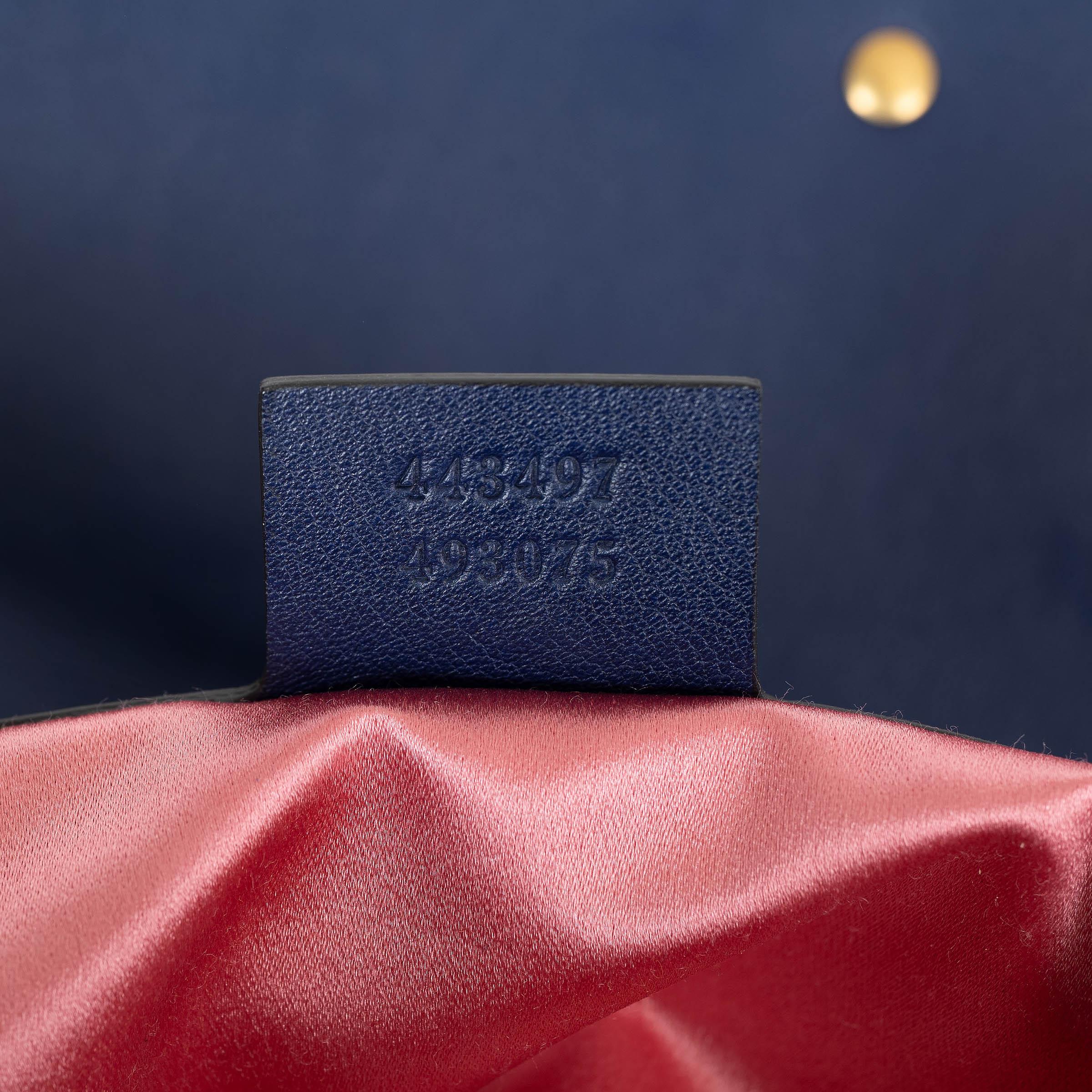 GUCCI Cobalt blue GG MARMONT SMALL MATELASSE VELVET Shoulder Bag For Sale 4