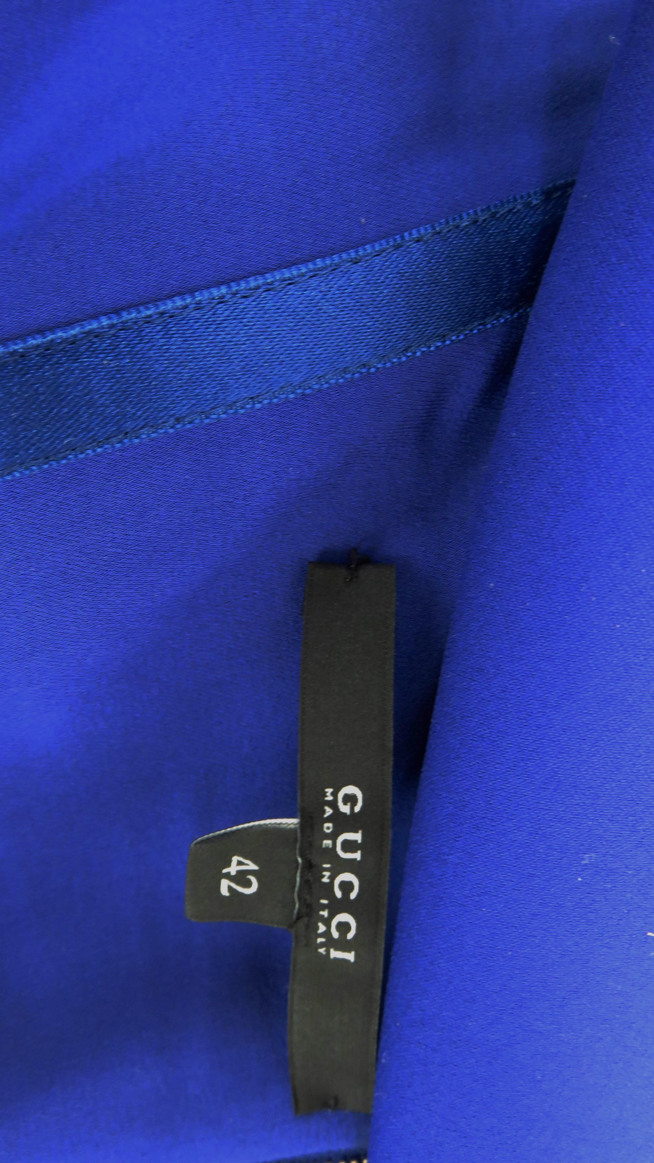 Gucci Cobalt Blue Silk Gown with Cut outs For Sale 7