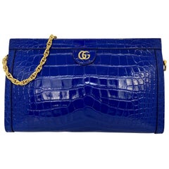 Gucci Cobalt Ophedia Crocodile Shoulder Crossbody Bag