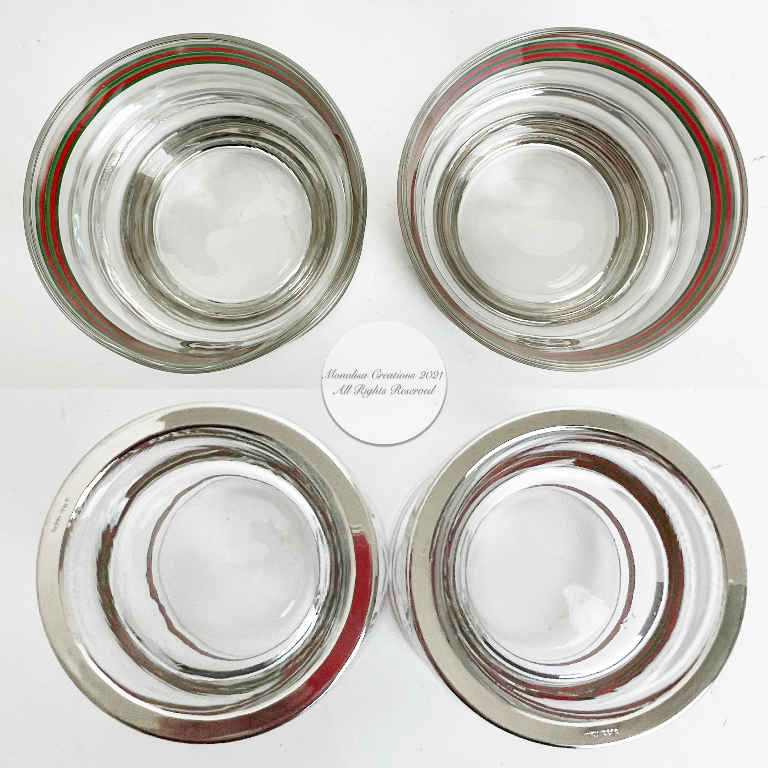 Gucci-Cocktailgläser mit silbernem Sockel GG Logo Webbing 2er Set Barware Vintage für Damen oder Herren