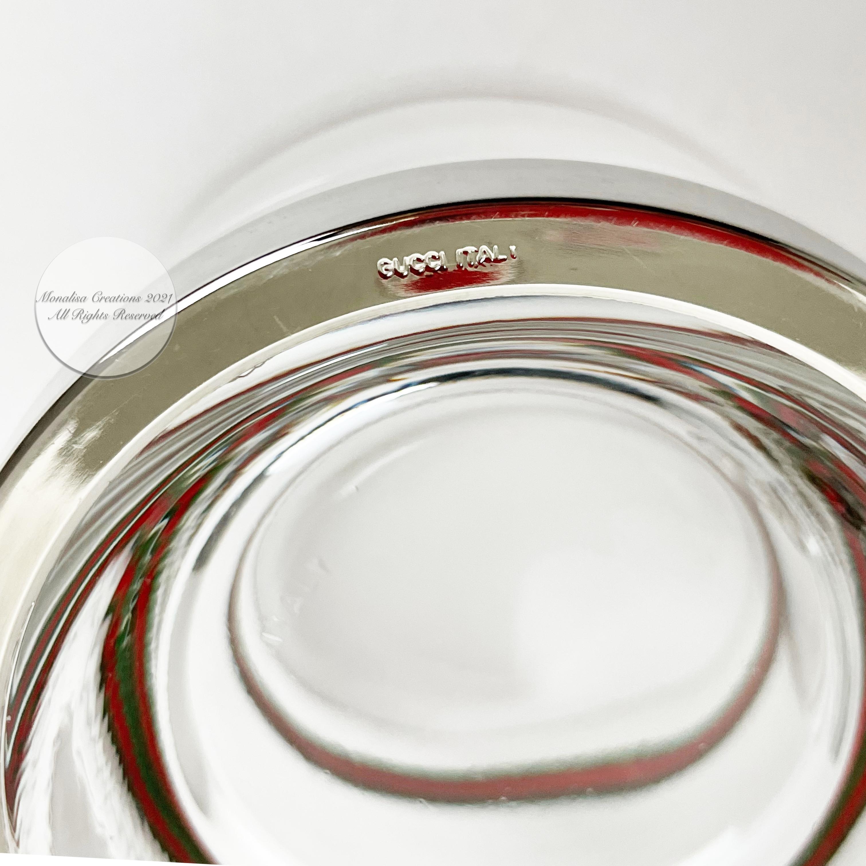 Gucci-Cocktailgläser mit silbernem Sockel GG Logo Webbing 2er Set Barware Vintage 1