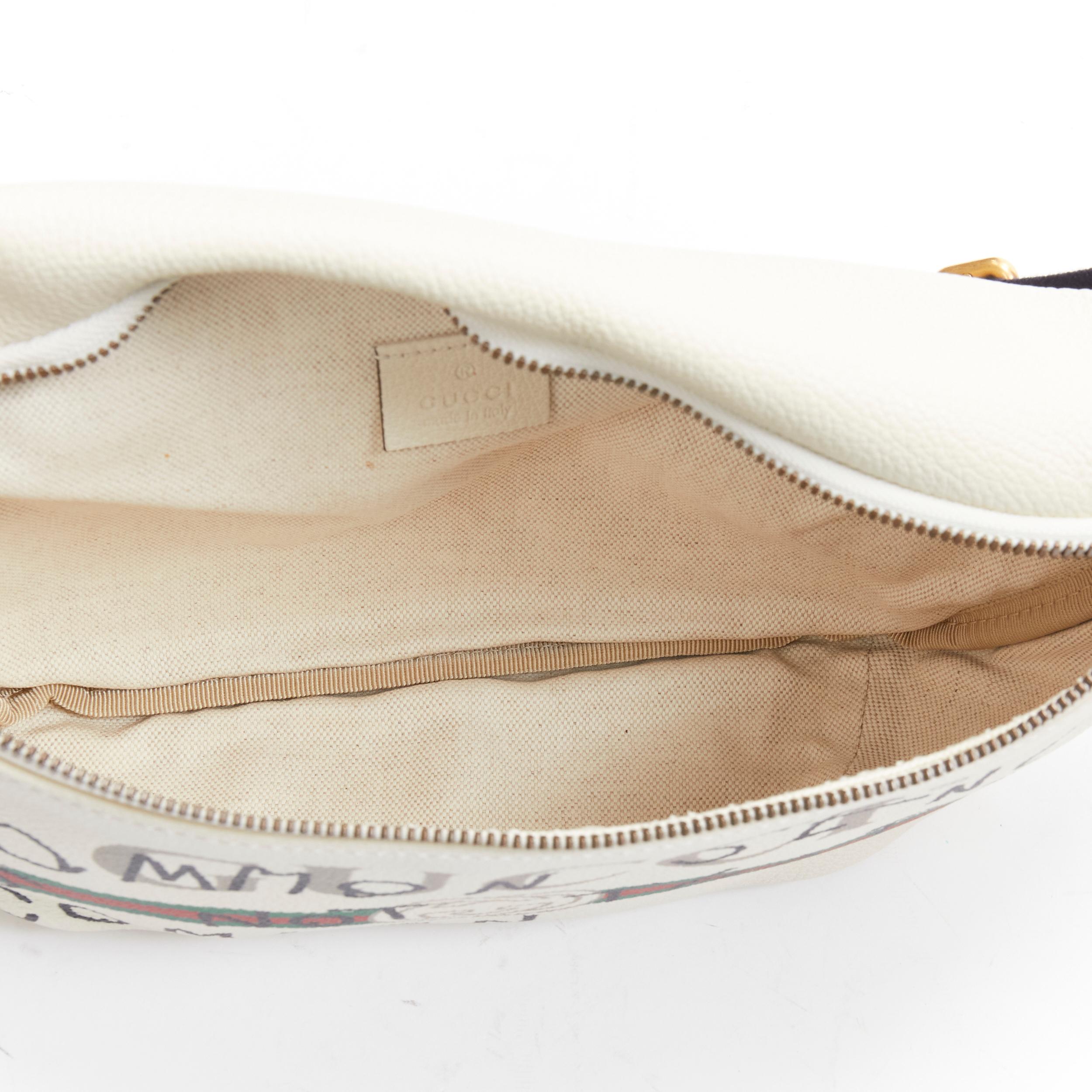 GUCCI Coco Captain 2017 Vintage GG common sense scribble white leather waist bag In Excellent Condition In Hong Kong, NT