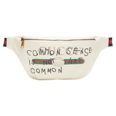 GUCCI Coco Captain 2017 Vintage GG common sense scribble white leather waist bag