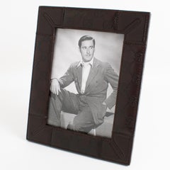 Gucci Cocoa Brown Stitched Leather Picture Frame, circa 1990