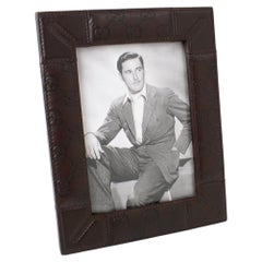 Gucci Cocoa Brown Stitched Leather Picture Frame, circa 1990