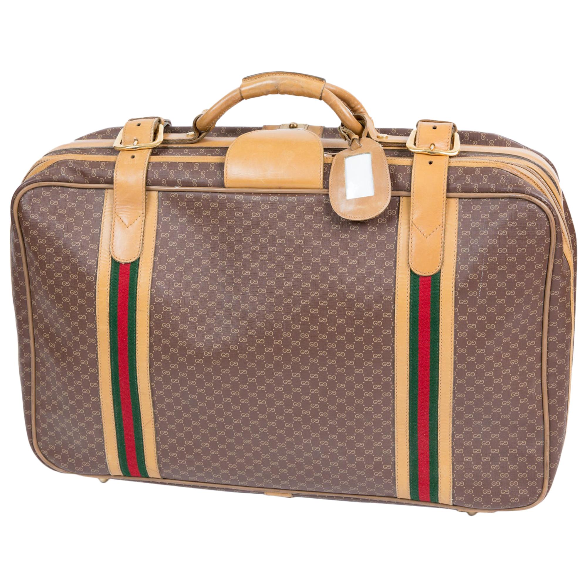 Gucci Coffee Brown GG Supreme Coated Canvas Travel Suitcase