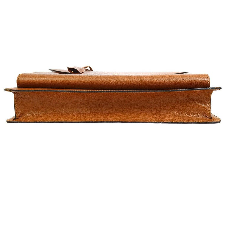 Gucci Cognac Leather Gold Men's Women's Travel Carryall Briefcase Bag ...