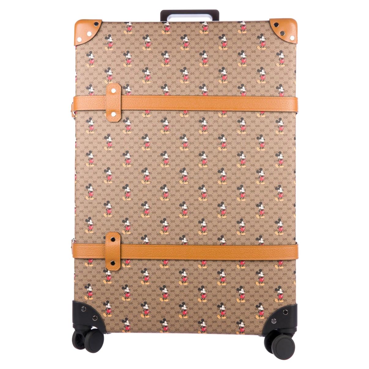 Gucci Cognac Mickey Mouse Men's Women's Carryon Travel Roller Bag Suitcase