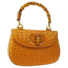 GUCCI brown Ostrich leather LARGE Shoulder Bag For Sale at 1stDibs