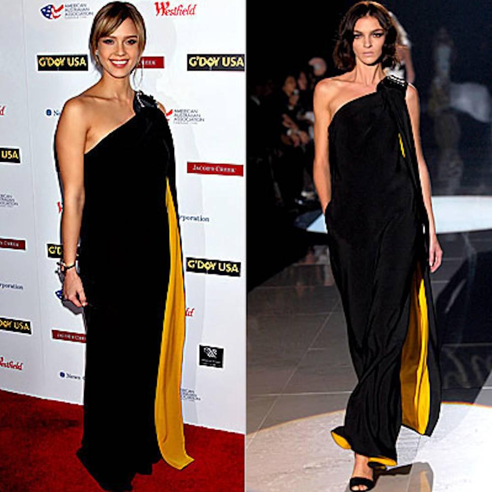 GUCCI Cold Shoulder Asymmetric Black & Yellow Maxi Dress Evening Gown 42 10