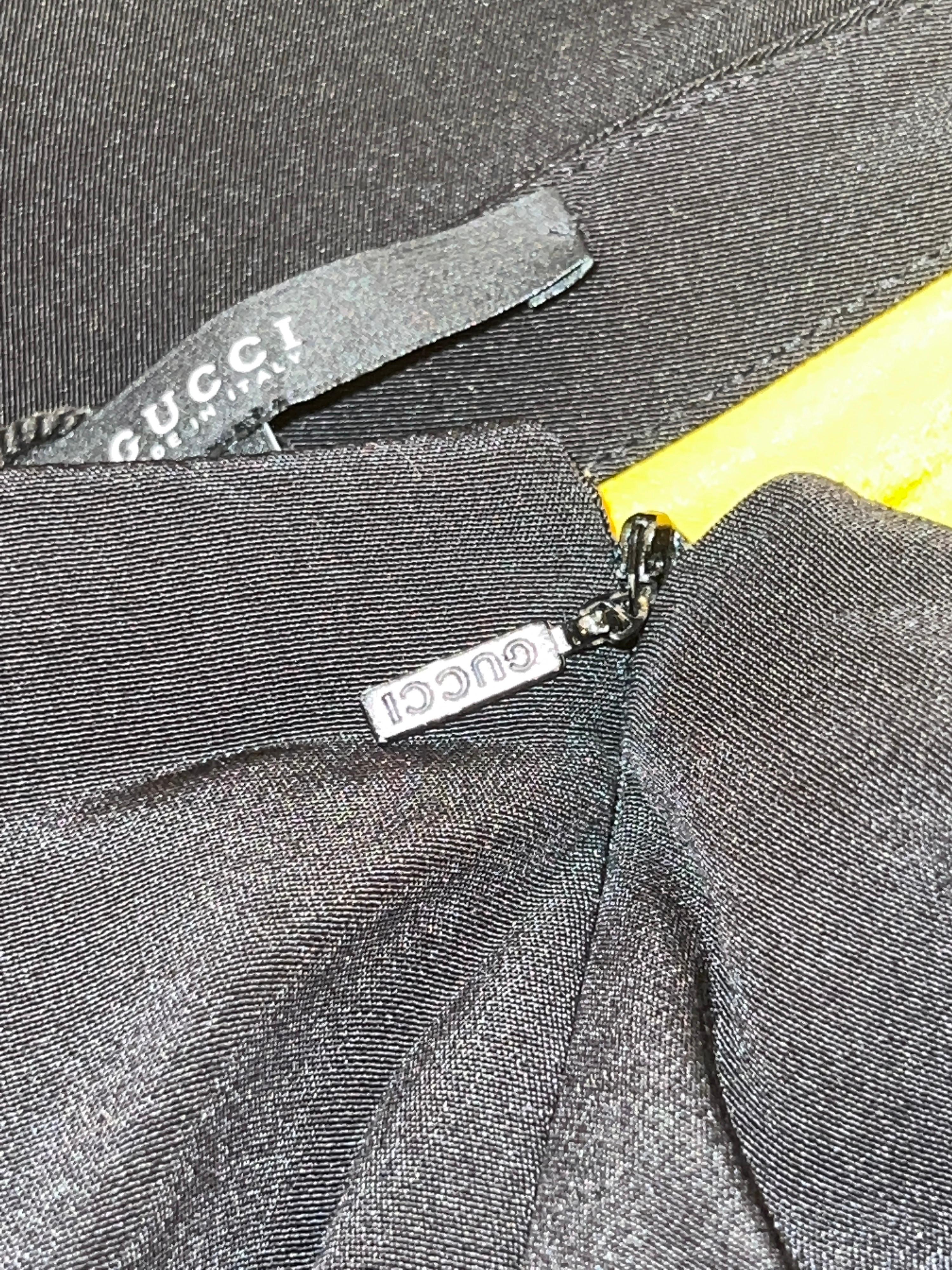 GUCCI Cold Shoulder Asymmetric Black & Yellow Maxi Dress Evening Gown 42 1