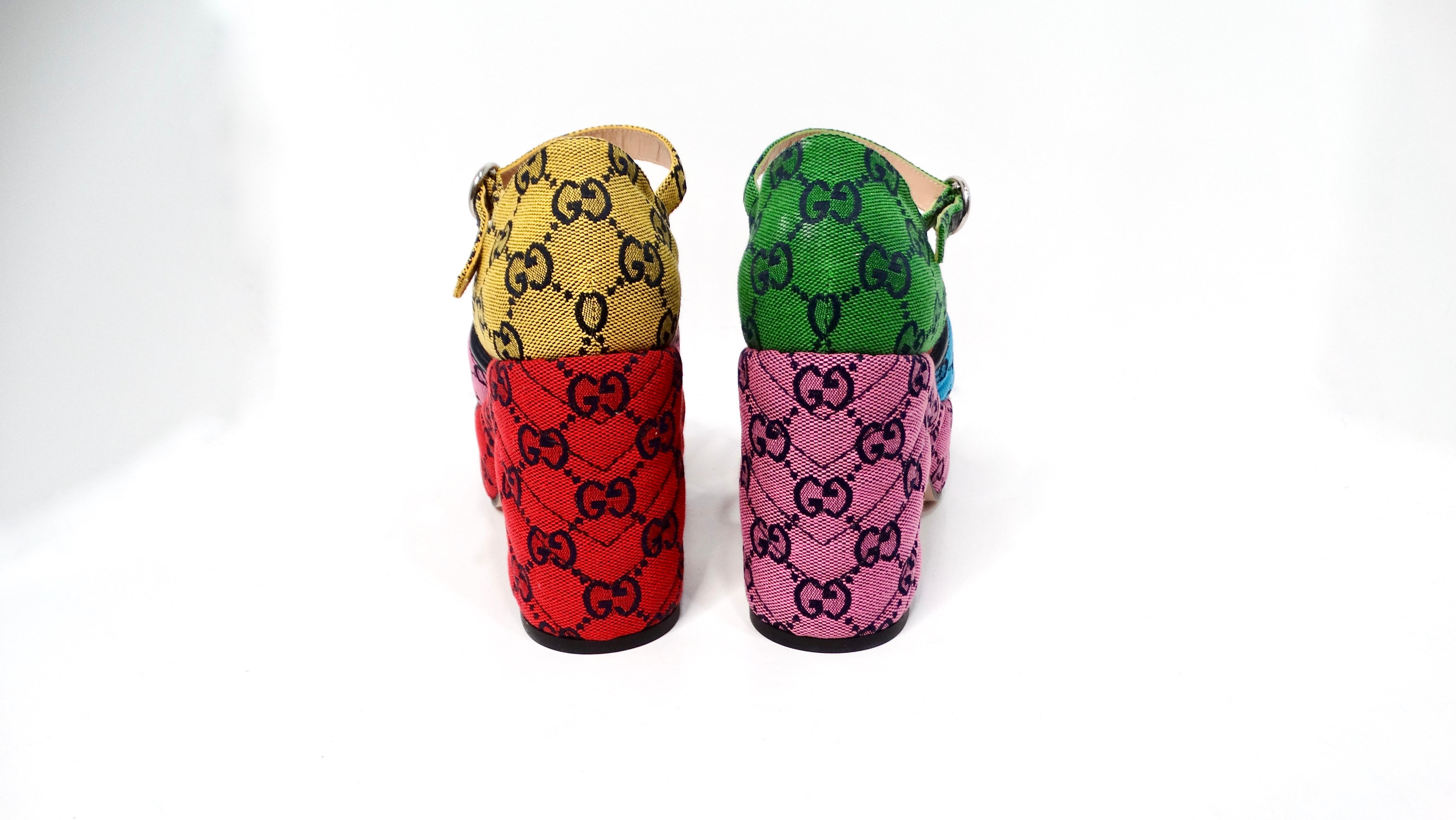 Gucci Color-Block Monogram Logo Platform Sandals 1