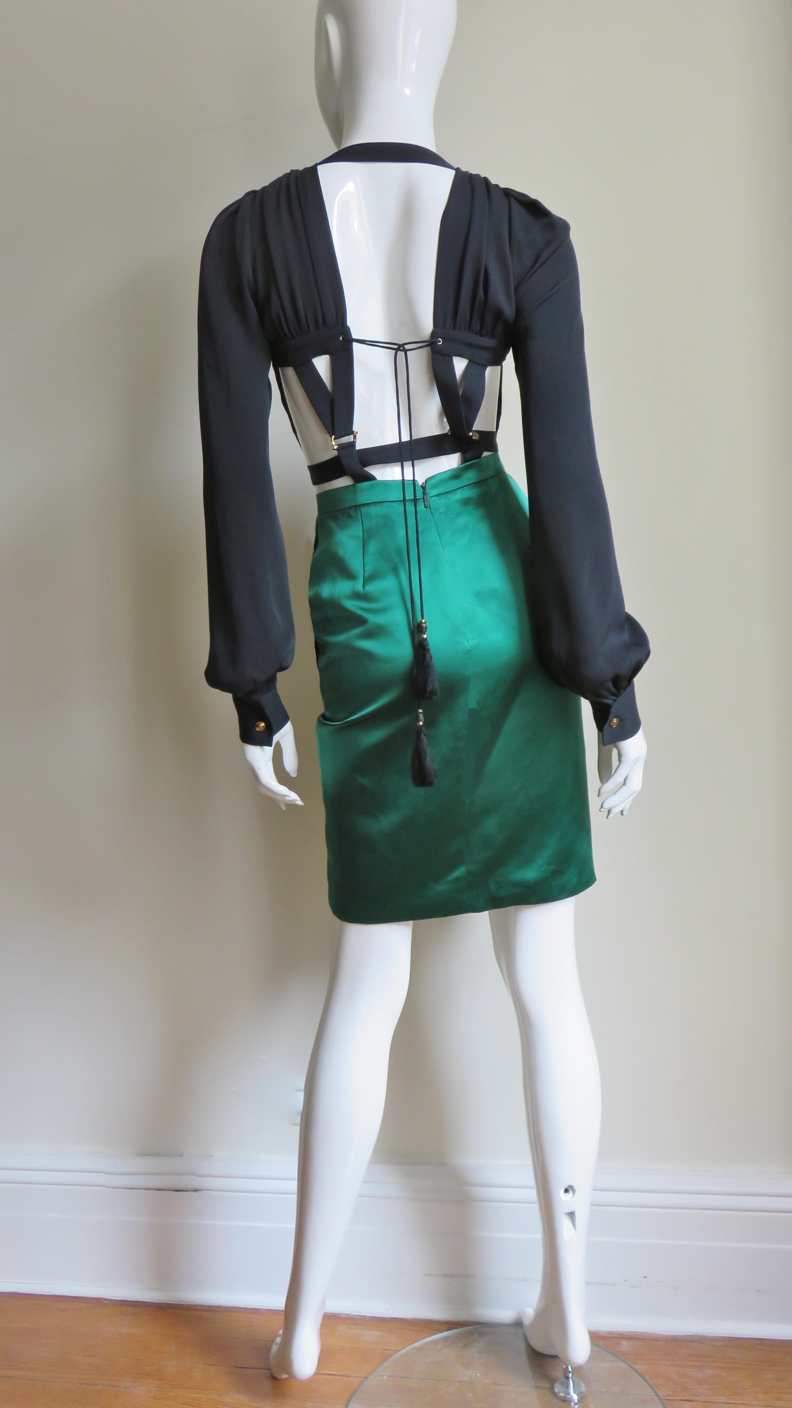 Gucci Color Block Plunge and Cut out Back Silk Dress 12