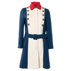 Gucci Color Block Wool Belted Button Front Coat S