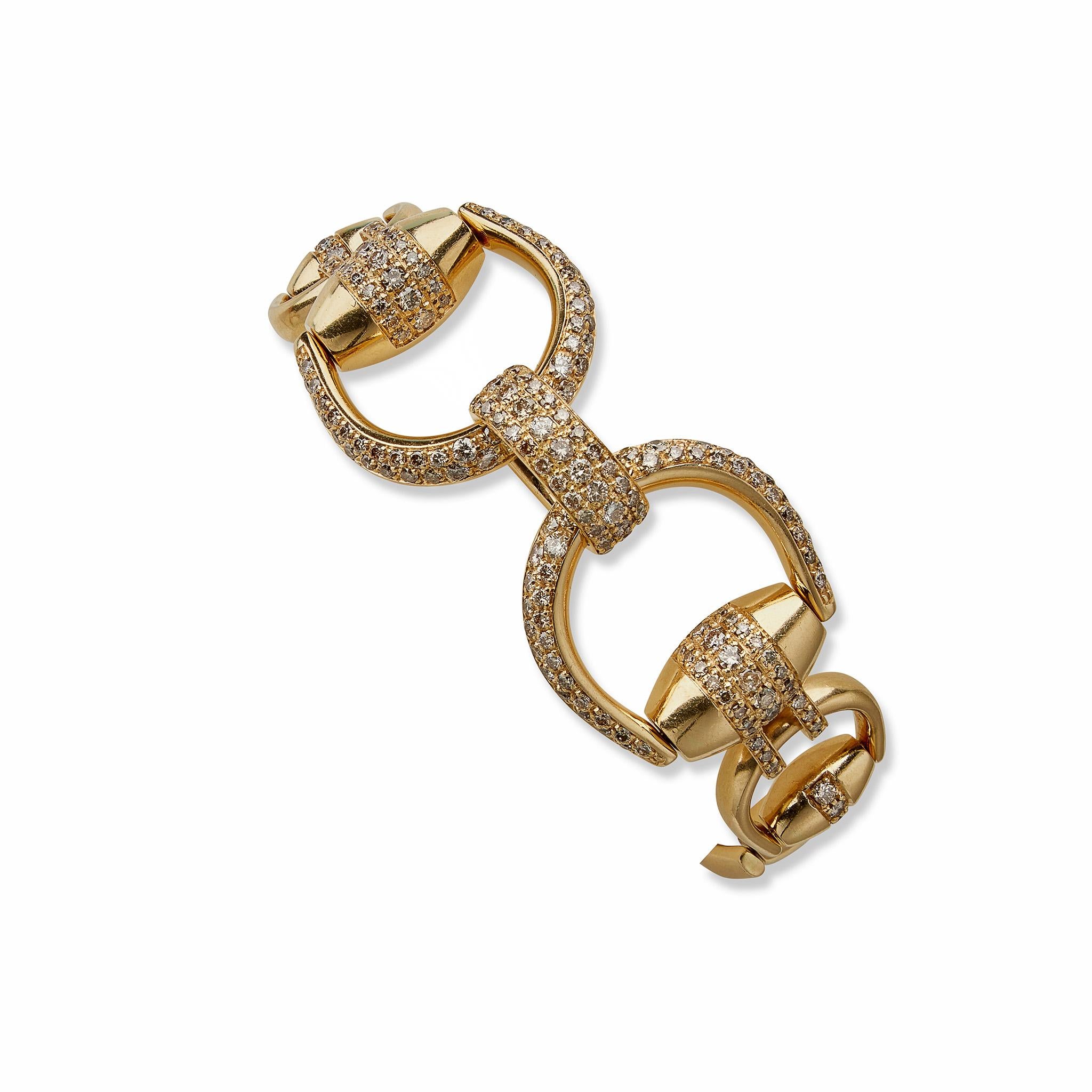 Modern Gucci Colored Diamond Horsebit Bracelet For Sale