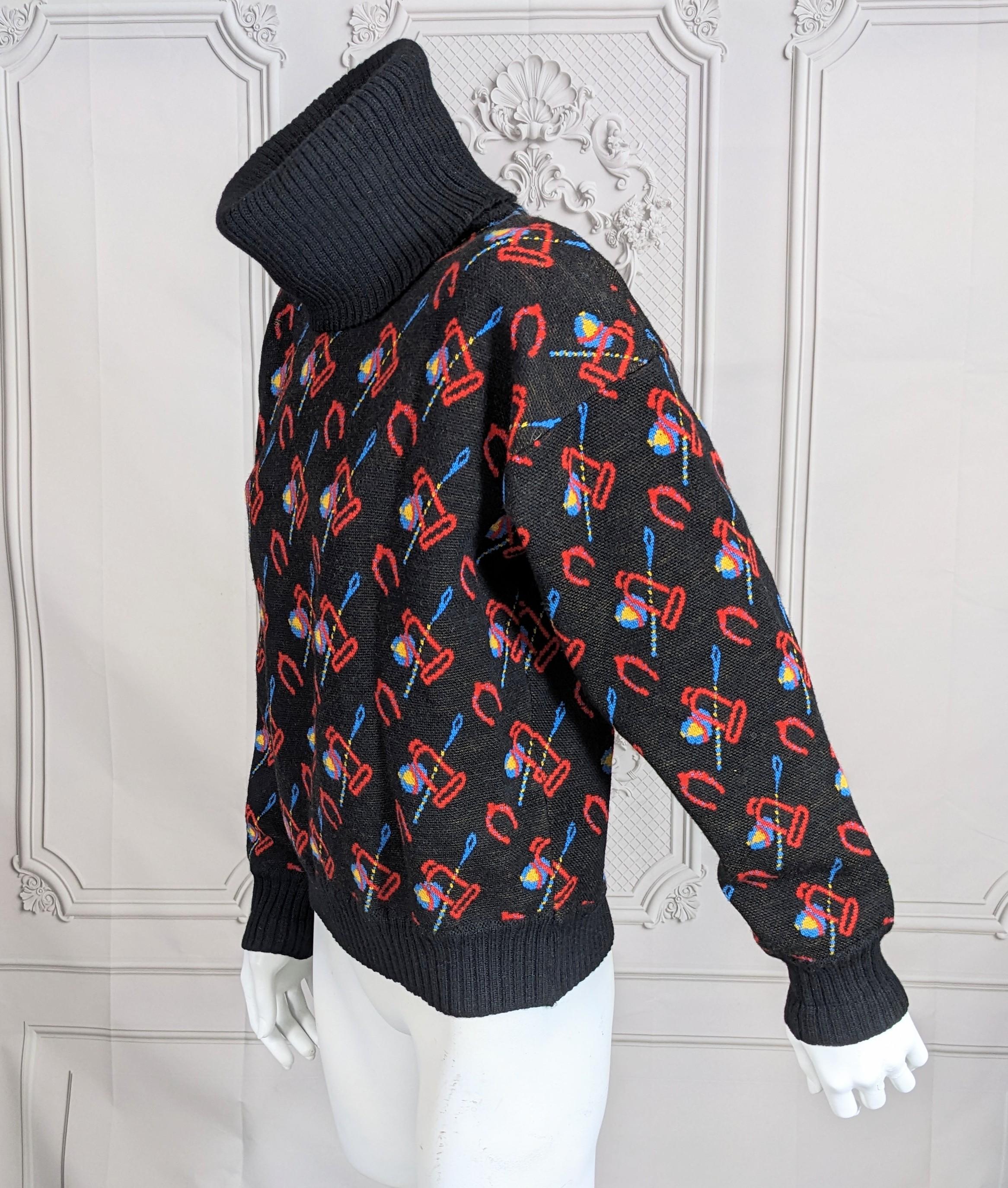 Black Gucci Colorful Riding Motif Sweater For Sale