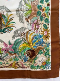 Gucci Colourful Vintage Jungle Silk Scarf Designed by Vittorio Accornero 1969