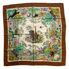 Gucci Colourful Vintage Jungle Silk Scarf Designed by Vittorio Accornero 1969
