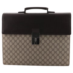 Gucci Combination Lock Briefcase GG Coated Canvas with Leather Large