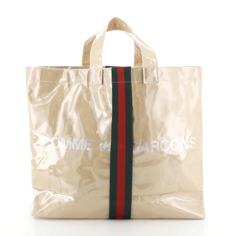 Beige Gucci Comme de Garcons Web Shopping Tote PVC and Paper Large
