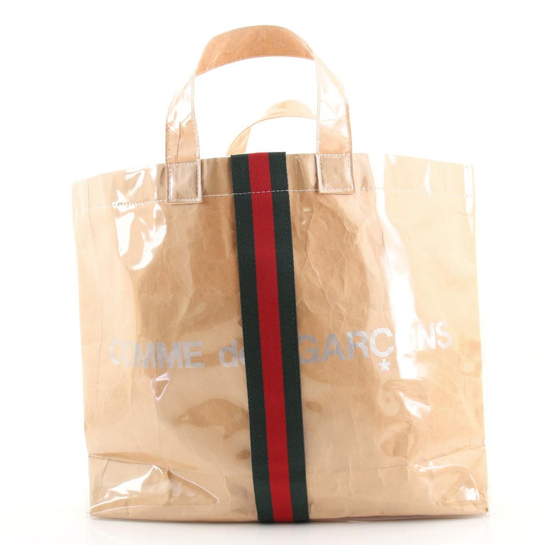 Gucci x Comme des Garcons Paper Tote Bag Floral Vinyl Clear in