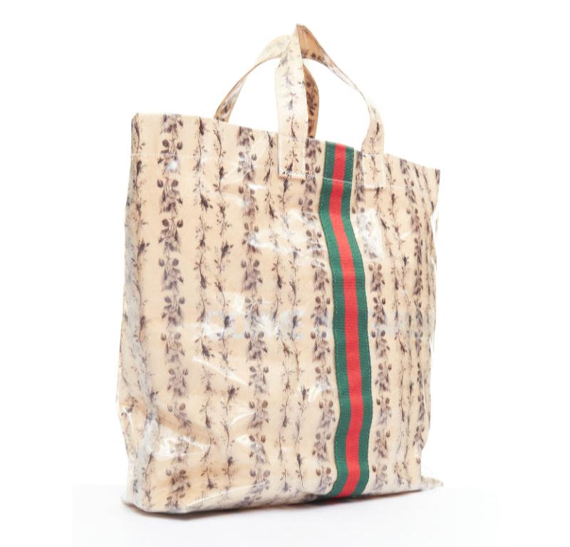 Beige GUCCI COMME DES GARCONS 2021 green red beige vinyl pvc sherry paper tote bag en vente