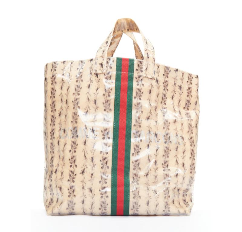 GUCCI COMME DES GARCONS 2021 green red beige vinyl pvc sherry paper tote bag Pour femmes en vente
