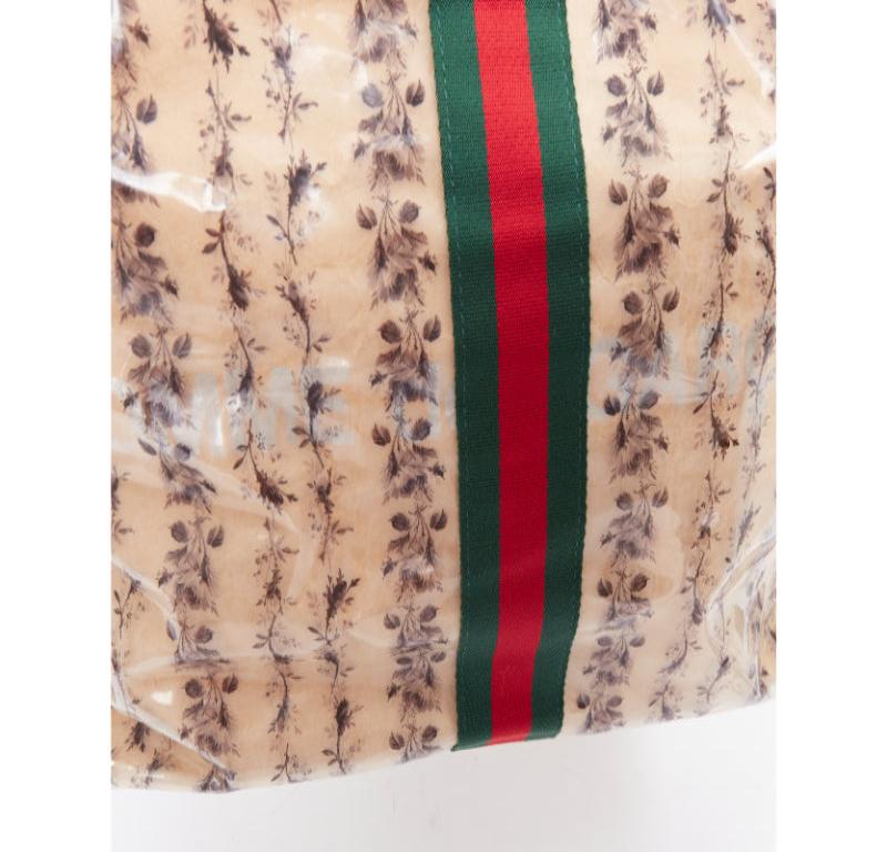 GUCCI COMME DES GARCONS 2021 green red beige vinyl pvc sherry paper tote bag en vente 3