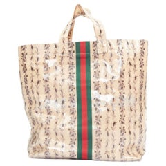 GUCCI COMME DES GARCONS 2021 green red beige vinyl pvc sherry paper tote bag