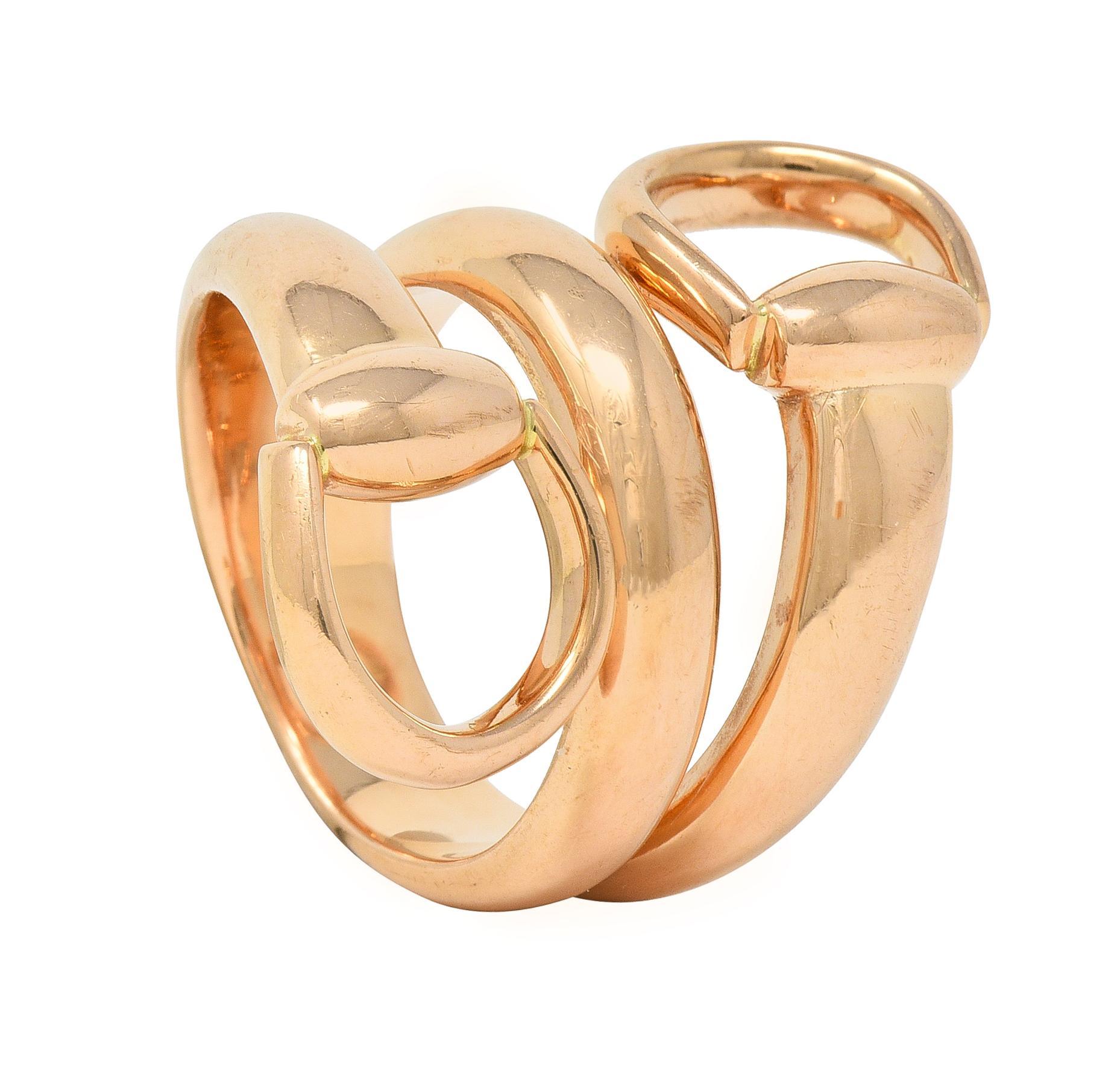 Gucci Contemporary 18 Karat Rose Gold Horsebit Wrap Ring For Sale 8