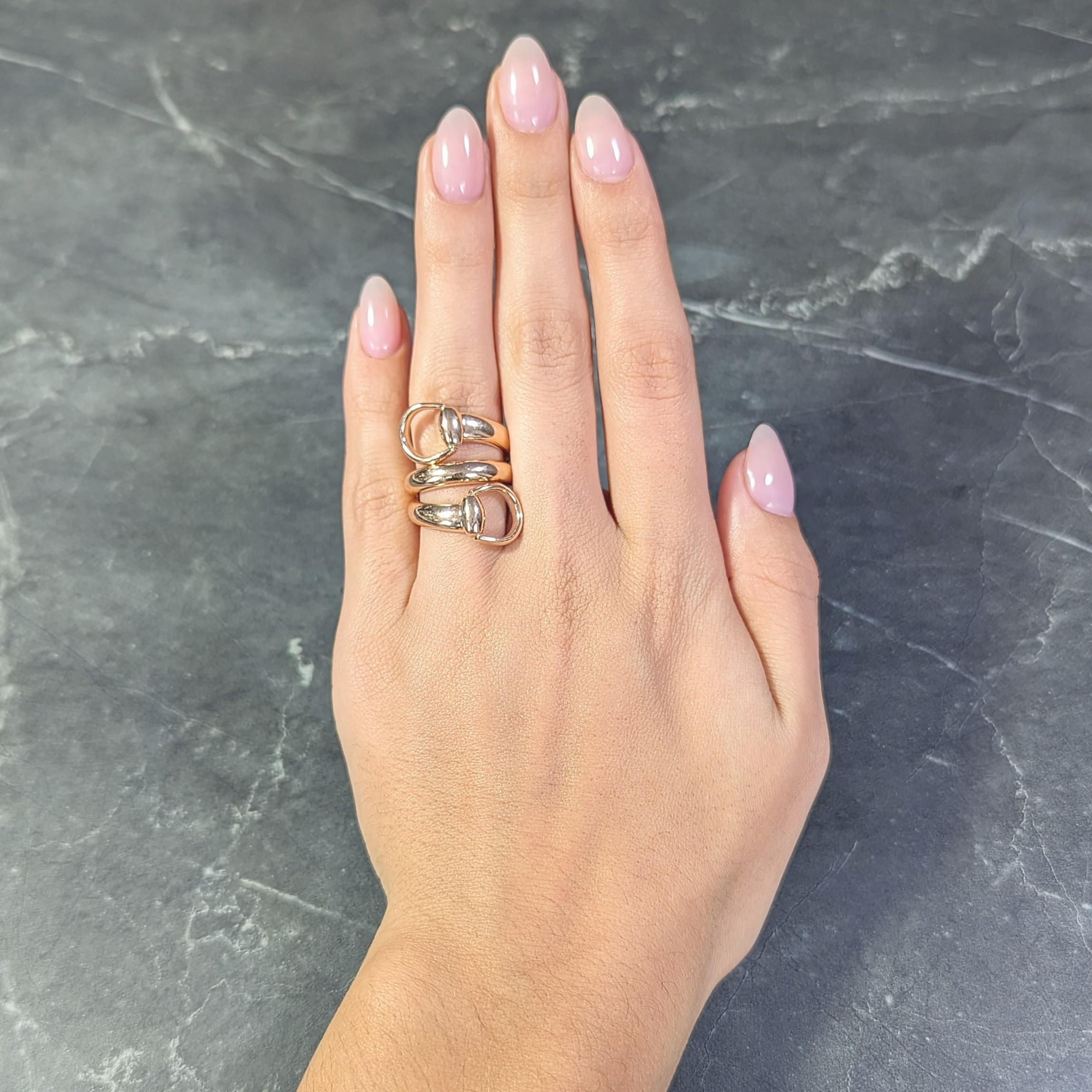 Gucci Contemporary Horsebit Wrap Ring en or rose 18 carats en vente 9