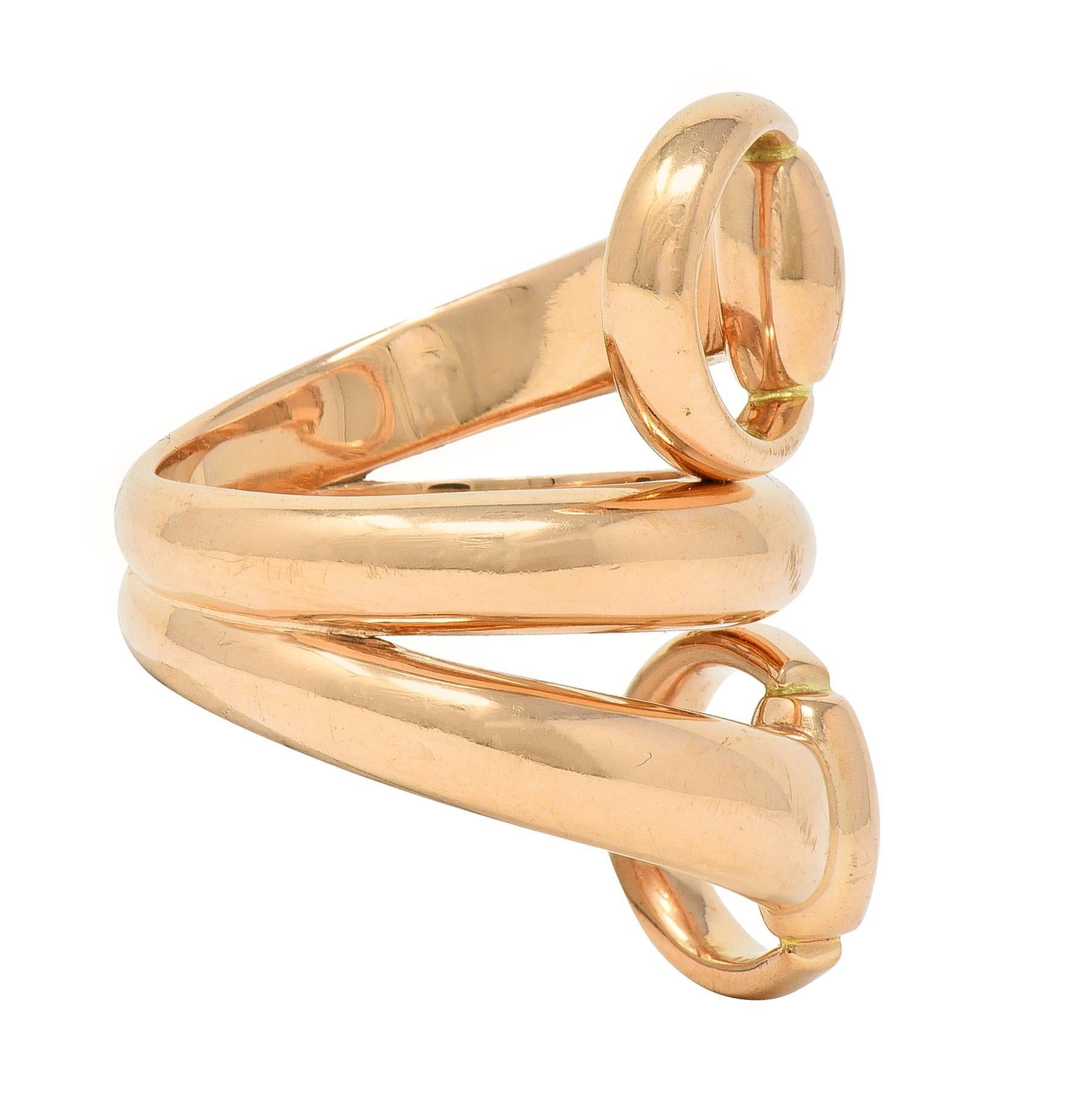 Gucci Contemporary 18 Karat Rose Gold Horsebit Wrap Ring In Excellent Condition For Sale In Philadelphia, PA