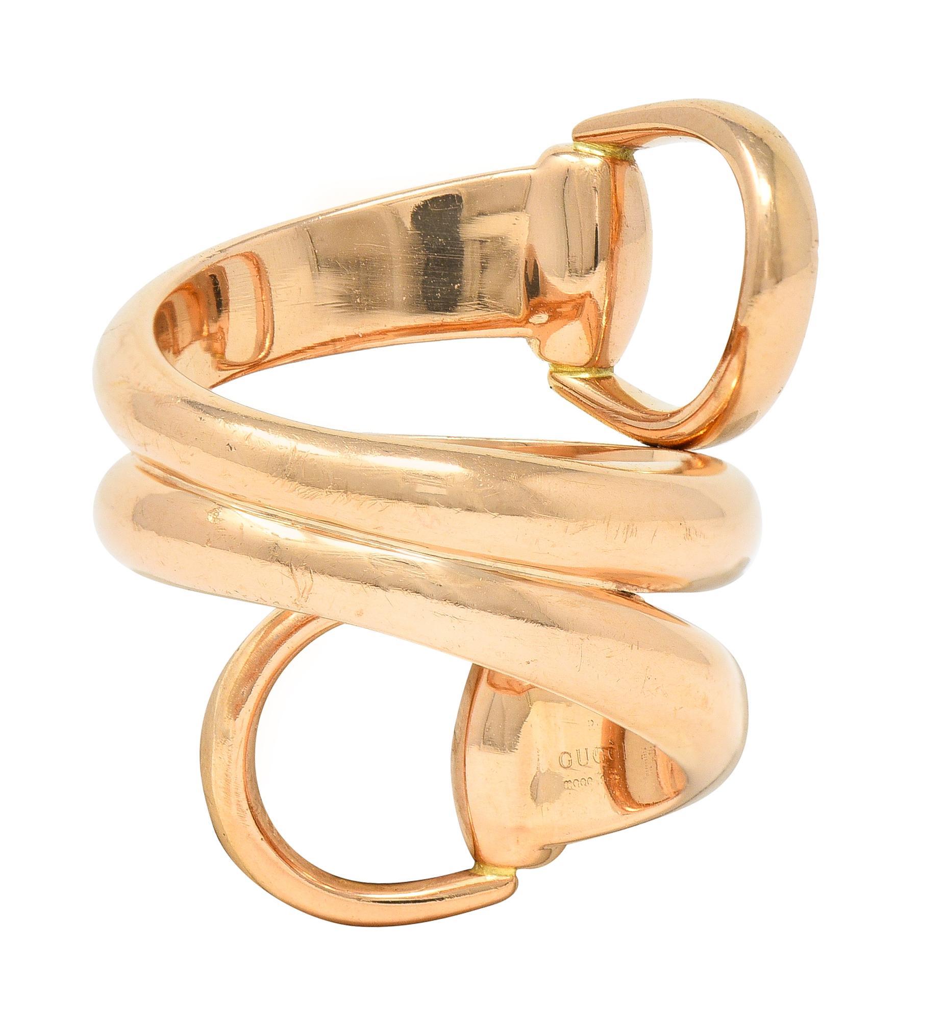 Women's or Men's Gucci Contemporary 18 Karat Rose Gold Horsebit Wrap Ring For Sale
