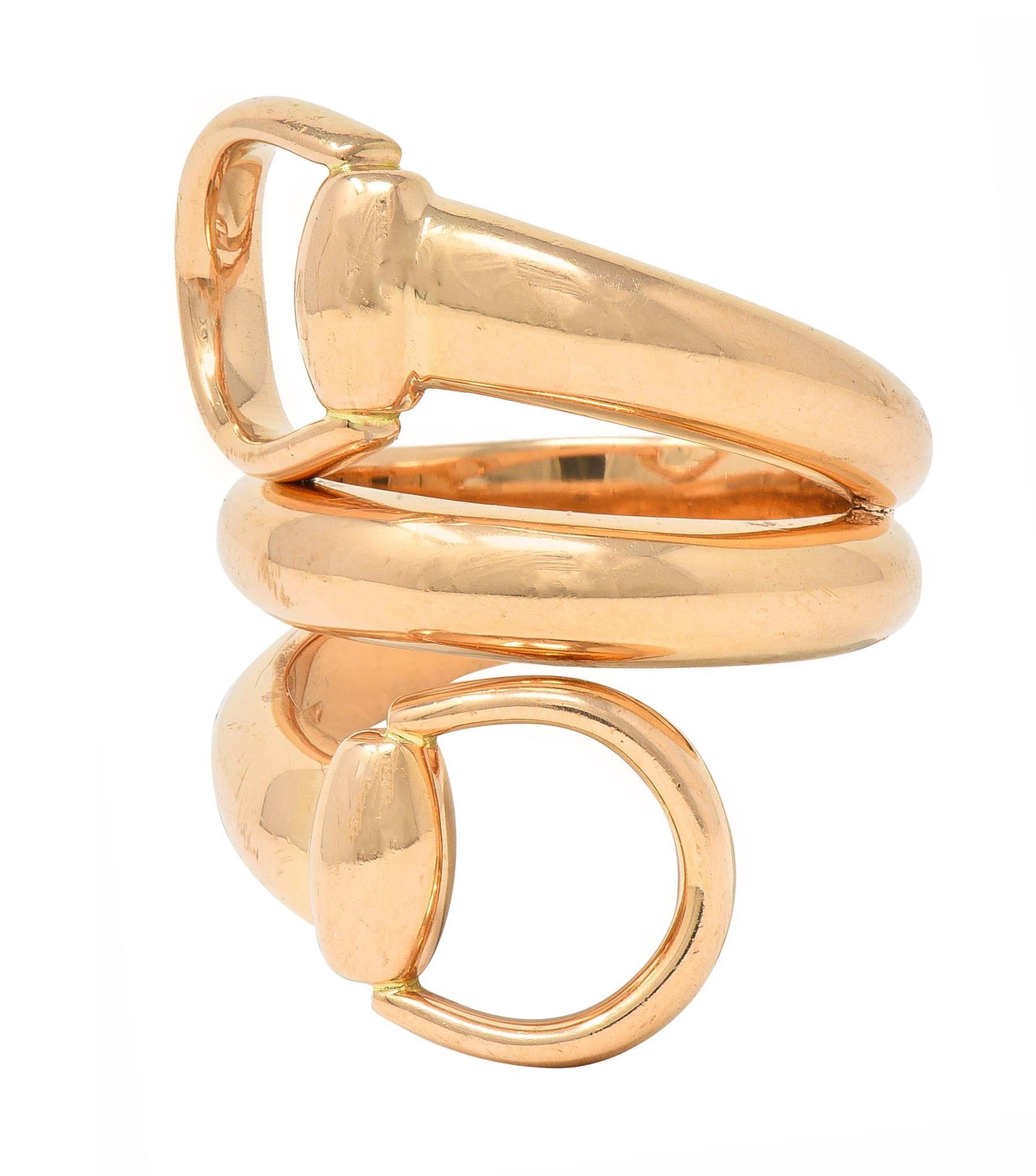 Gucci Contemporary 18 Karat Rose Gold Horsebit Wrap Ring For Sale 1