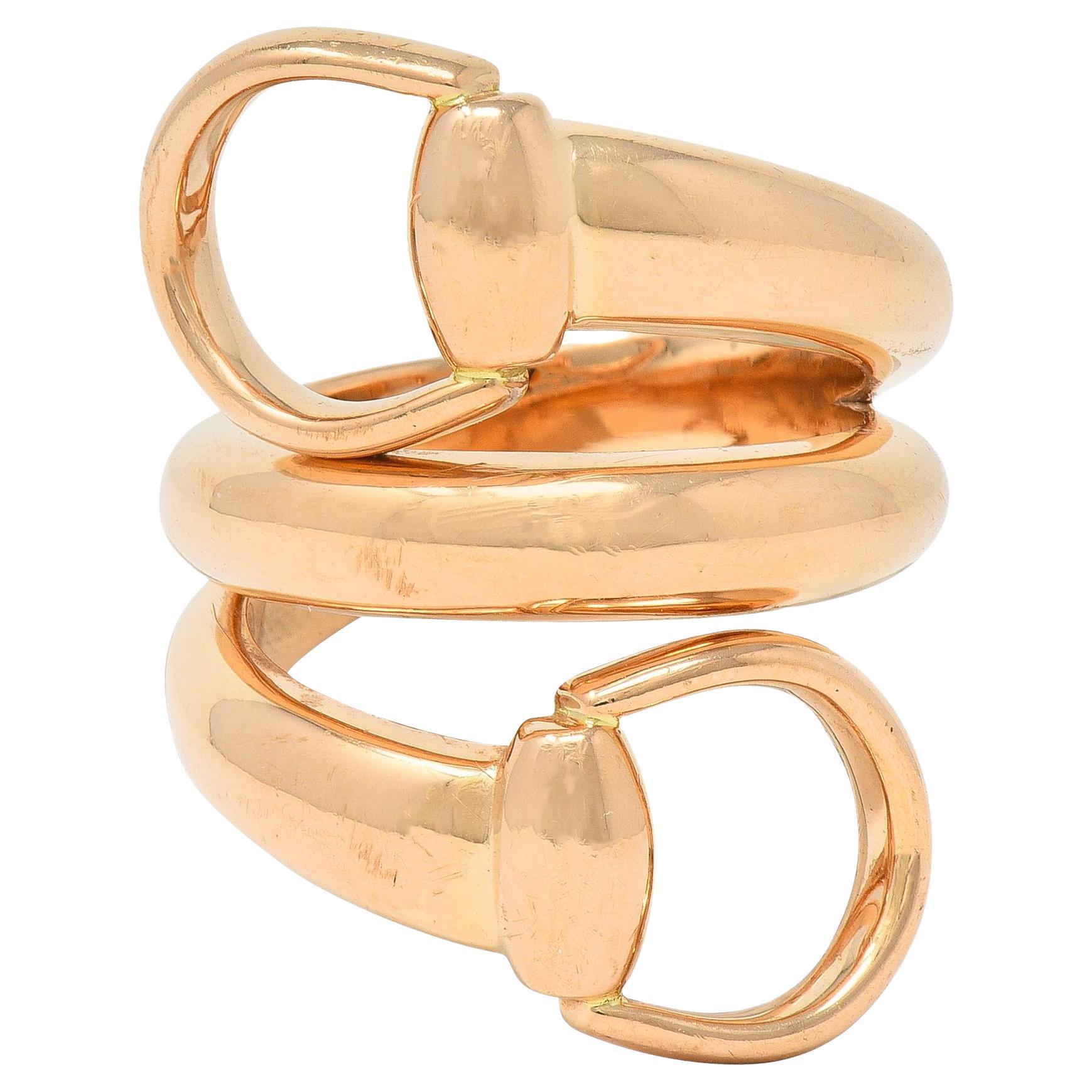 Gucci Contemporary 18 Karat Rose Gold Horsebit Wrap Ring For Sale