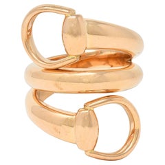 Gucci Contemporary 18 Karat Rose Gold Horsebit Wrap Ring