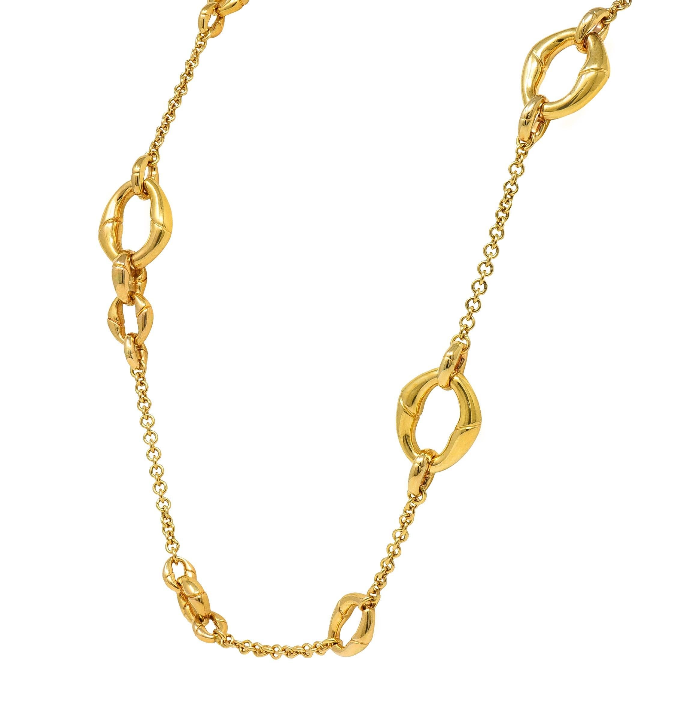 Gucci Contemporary 18 Karat Yellow Gold Bamboo Link Station Necklace For Sale 7